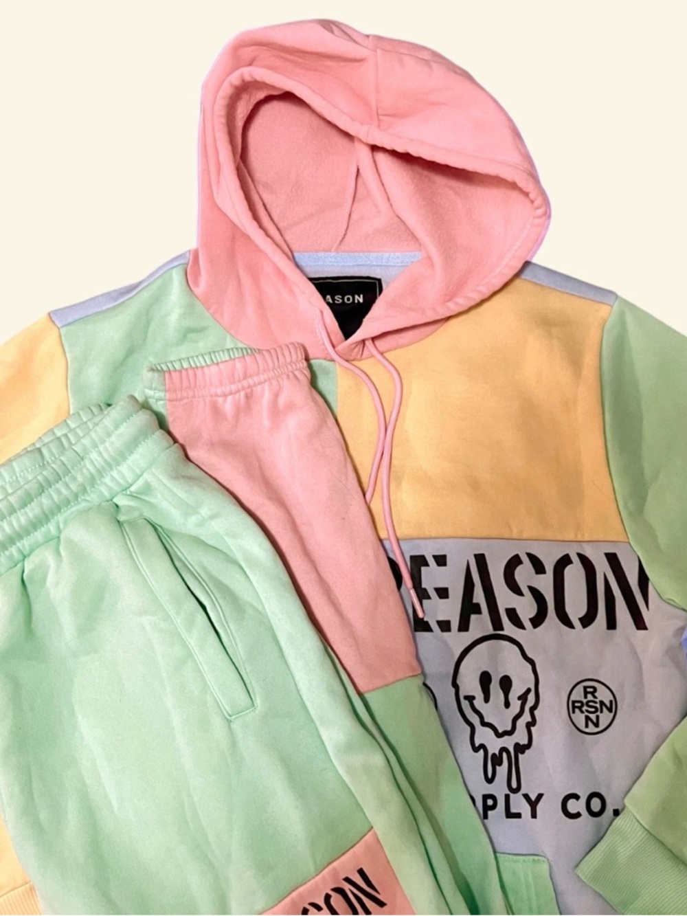 Reason Brand Pastel Colorblock Track Suit Men's Medium Supply Co. 2-Piece Set